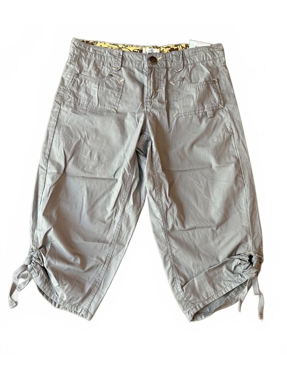 SO NEW Capri Pants Bottoms Juniors Size 9 Gray Cropped Casual Cotton Chino